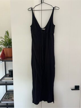 FP Beach Black V-Neck Tie-Front Dress
